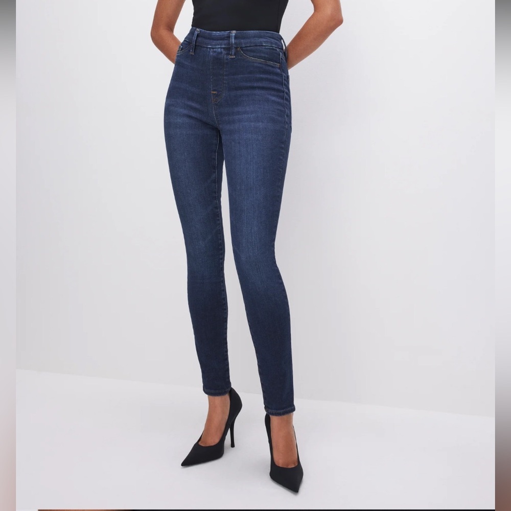 Good American - Power Stretch Pull-On High Waist Skinny Jeans - Size 2 = Medium